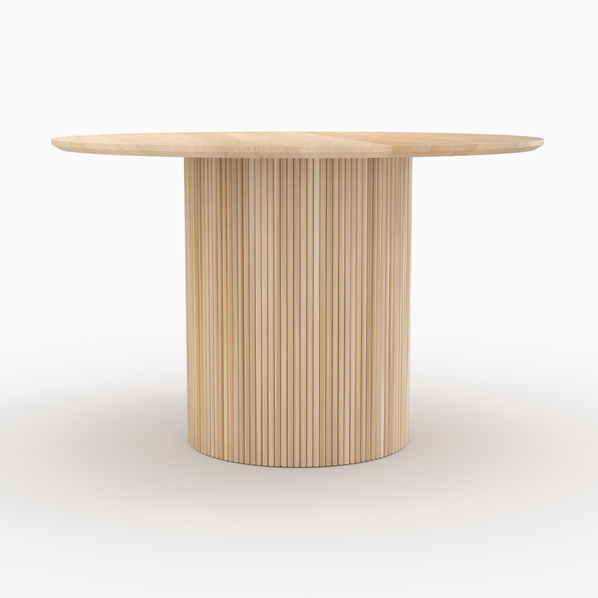 Voir la diapositive 5 : MAISON PAVANE Table ronde 4 personnes en bois de manguier d120 cm-agathe