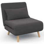 ID MARKET Fauteuil convertible ROMEO lit d'appoint 1 place 80x190 cm tissu gris anthracite