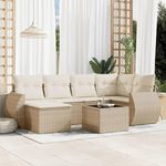 VIDAXL Salon de jardin avec coussins 7 pcs beige resine tressee