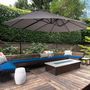 Voir la diapositive 2 : OUTSUNNY Parasol déporté grande taille XXL inclinable dim. 4,4L x 2,7l x 2,5H m piètement en acier inclus polyester gris