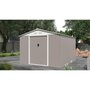 Voir la diapositive 2 : MARKET24 URANUS Abri de jardin en métal 8,84 m² - 277 x 319 x 202 cm - Kit d'ancrage inclus, 2 portes coulissantes - Taupe