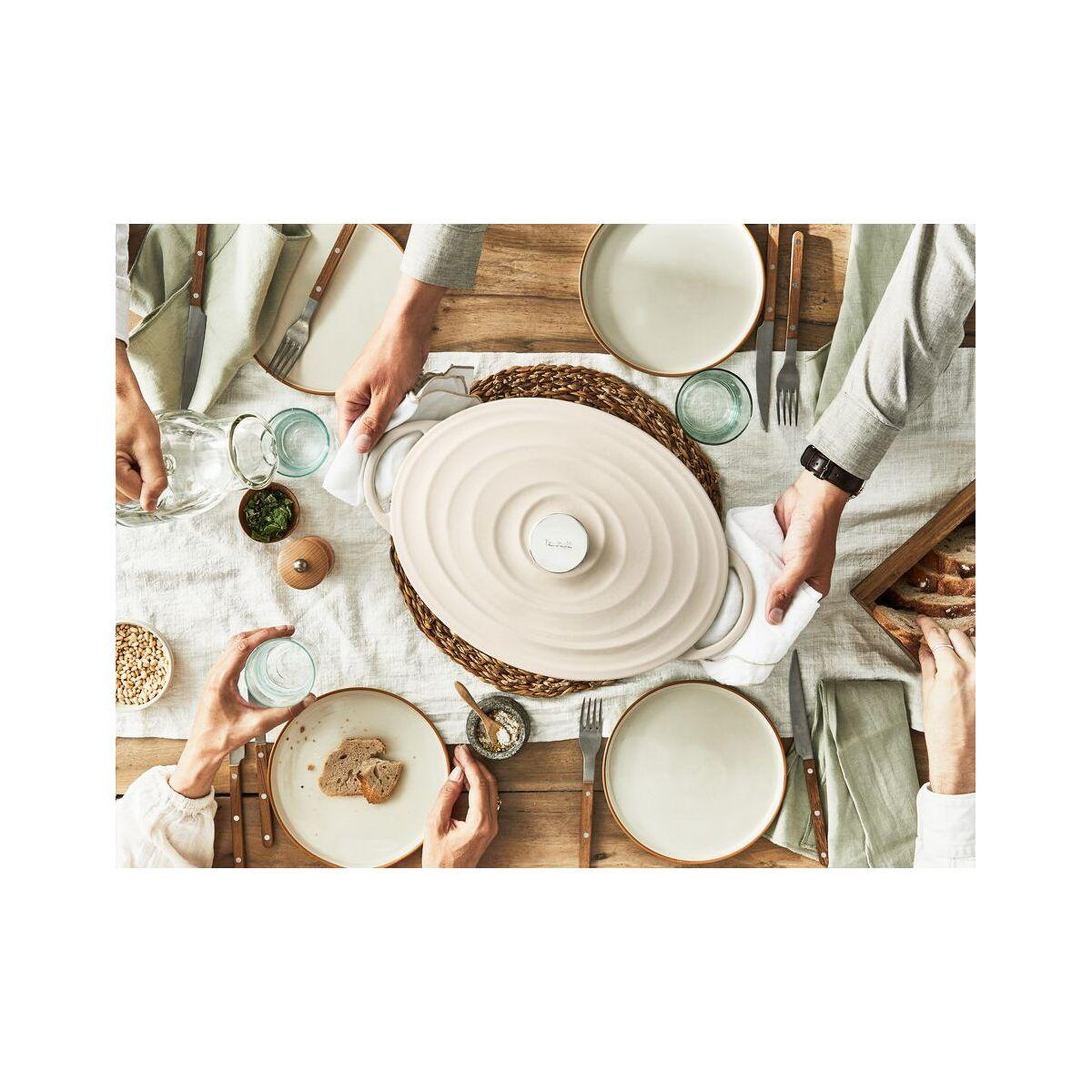 Voir la diapositive 3 : TEFAL Cocotte Fonte LOV faitout 34cm beige