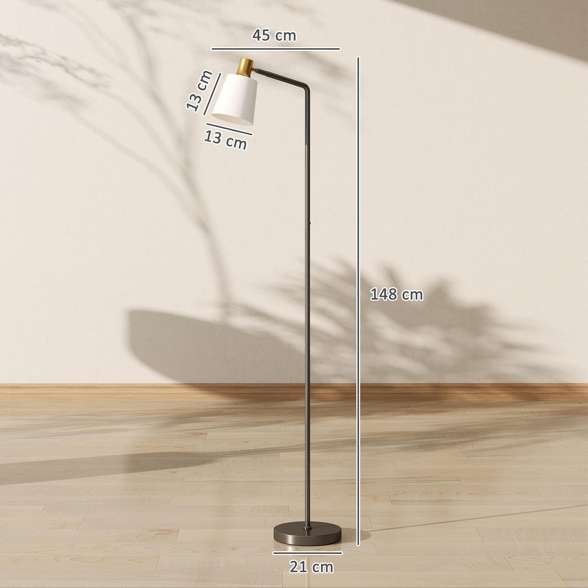 Voir la diapositive 3 : HOMCOM Lampadaire rétro réglable ampoule incluse noir doré