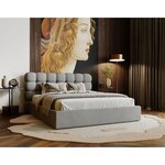 BEST MOBILIER Lotus - lit coffre - 140x200 cm - sommier inclus - en velours. Coloris disponibles : Beige, Gris