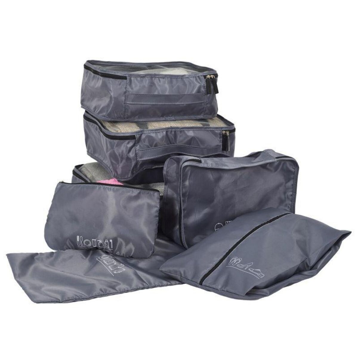 Organisateur De Valise Et Bagage Organisateur De Sac, Packing Cubes Voyage  Pochette Rangement, 6 Pcs, Noir[