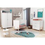 AT4 Chambre enfant lit + commode 3 tiroirs et armoire en bois PIRATE