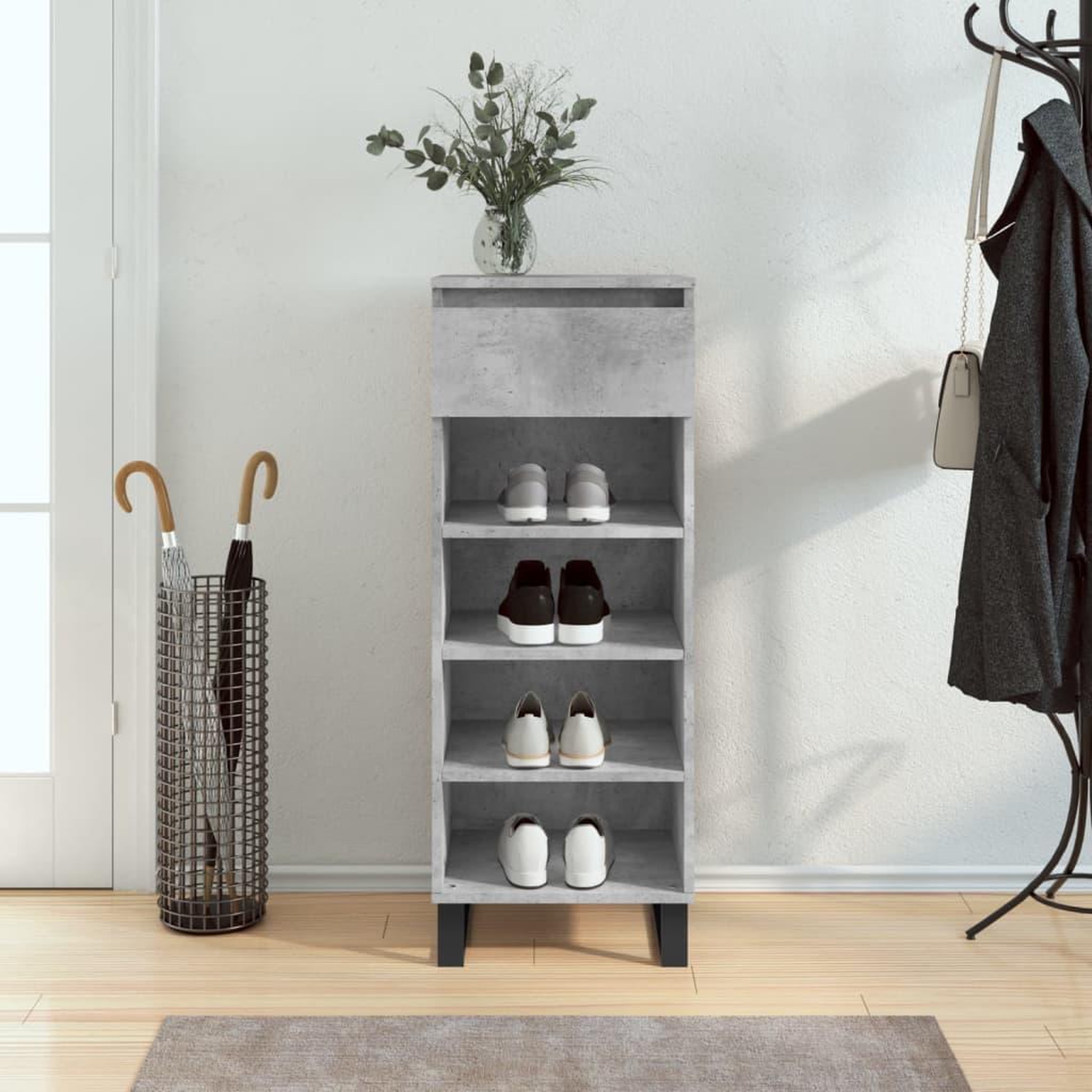 VIDAXL Armoire a chaussures Gris beton 40x36x105 cm Bois d'ingenierie