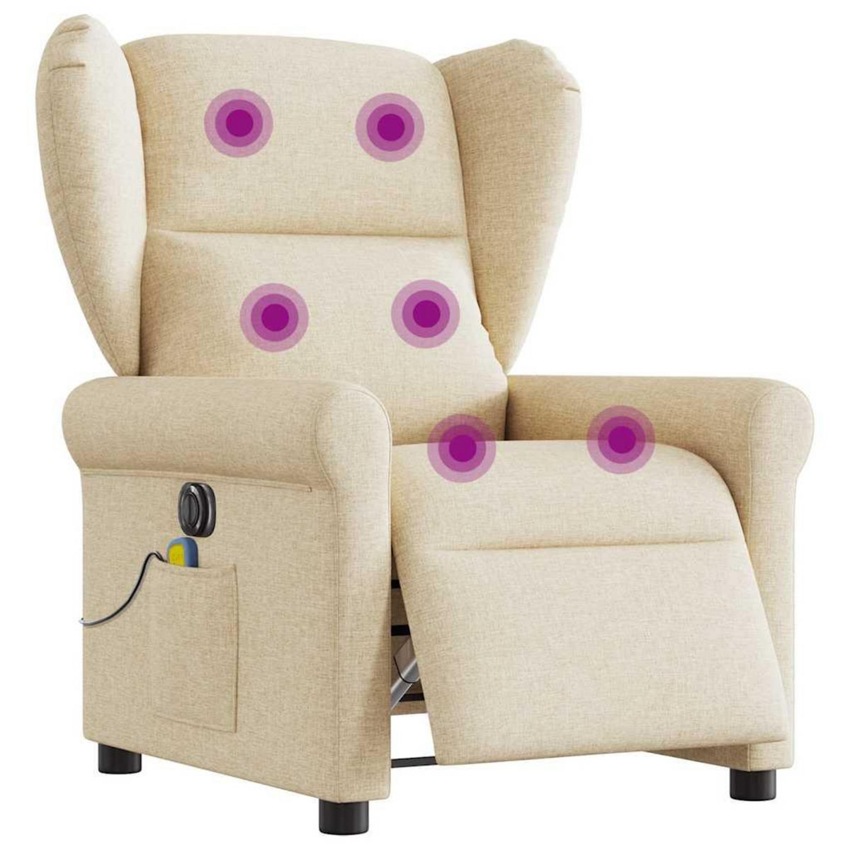VIDAXL Fauteuil inclinable de massage electrique creme tissu