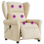 VIDAXL Fauteuil inclinable de massage electrique creme tissu