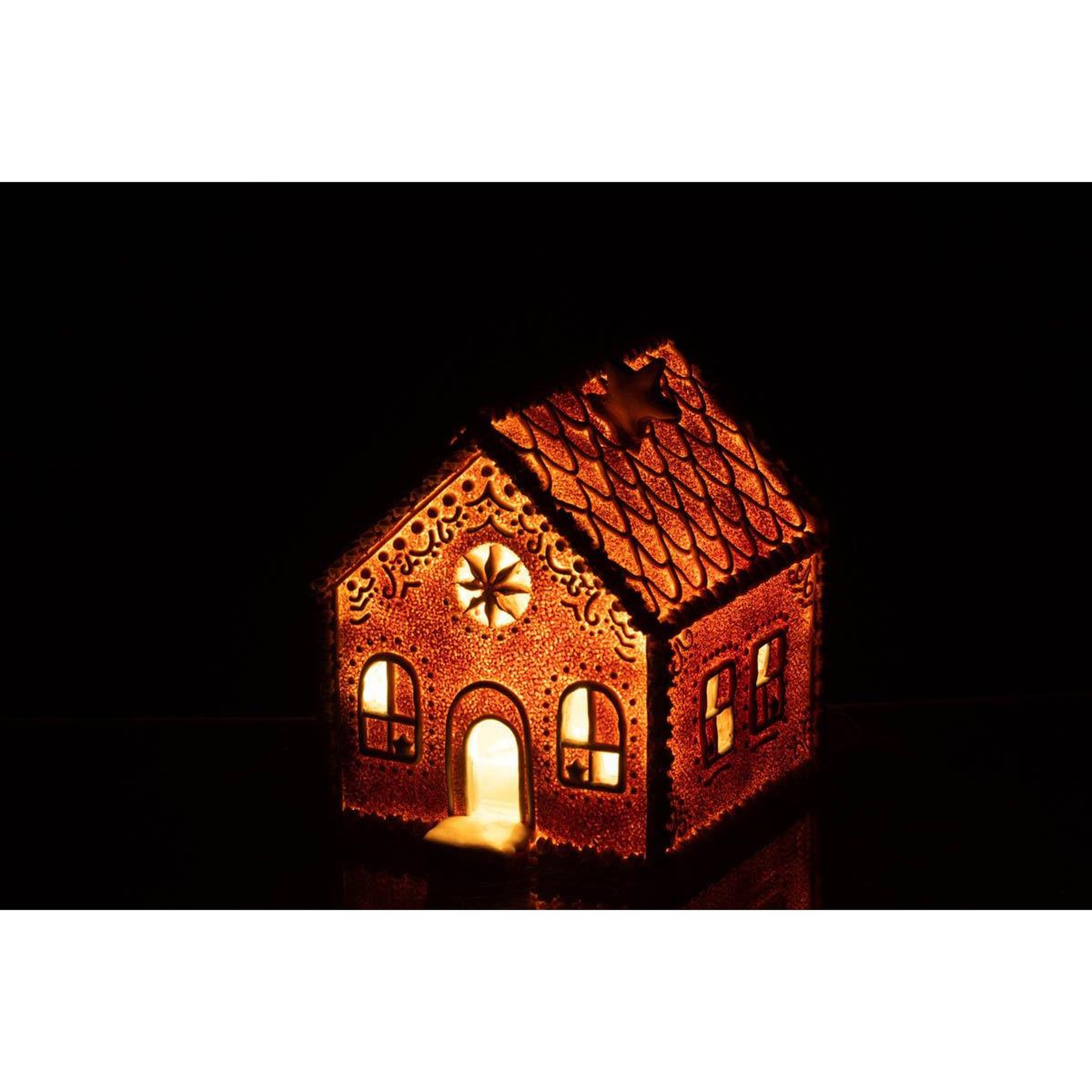 Voir la diapositive 3 : J-LINE Décoration de noël  maison pain d'épice  18cm marron
