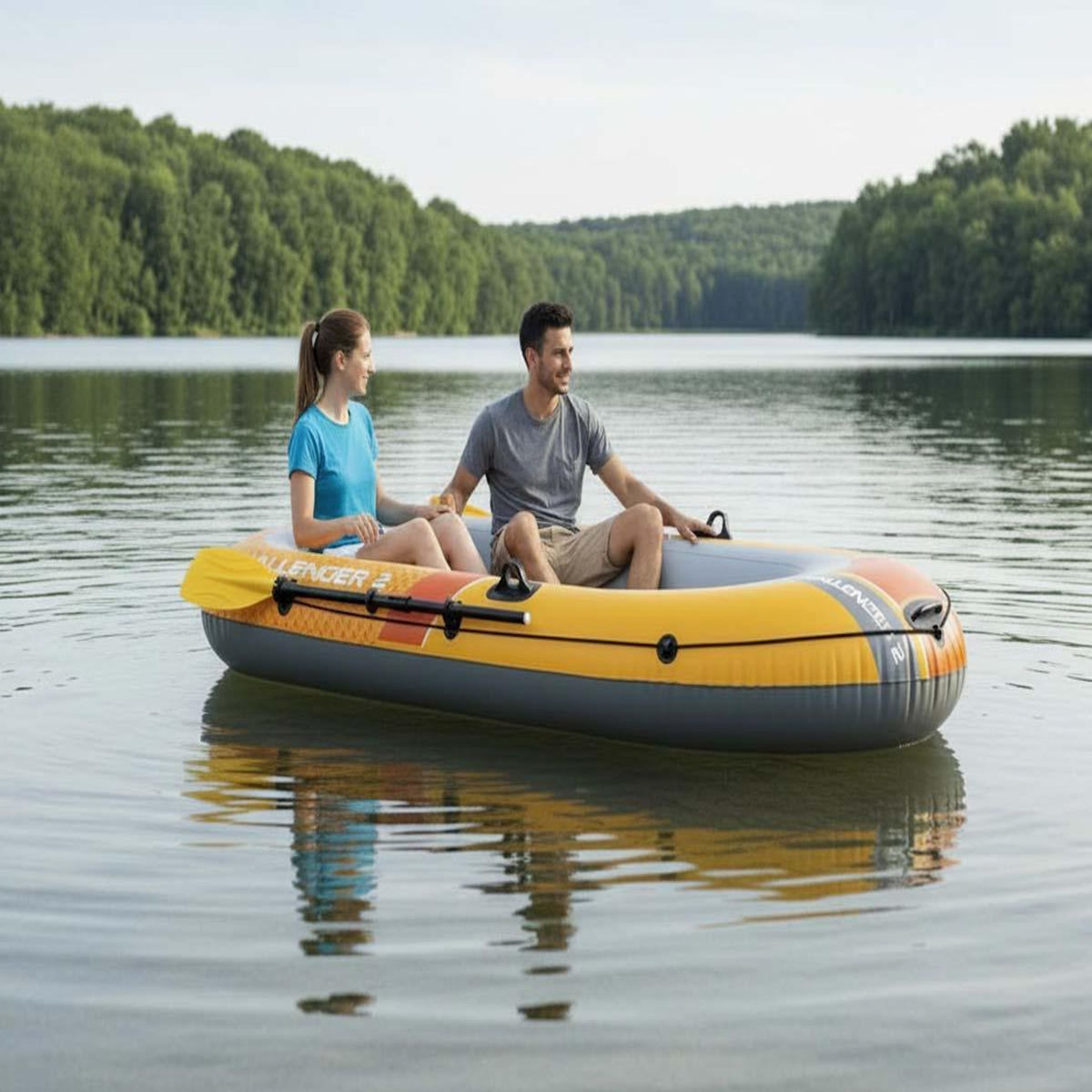 INTEX Kit bateau gonflable 2 places Challenger 2 avec rames et gonfleur - Intex