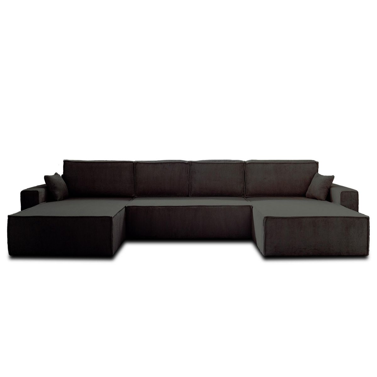 BEST MOBILIER Dellia - canapé panoramique en u - 7 places - convertible - avec coffre - en velours côtelé