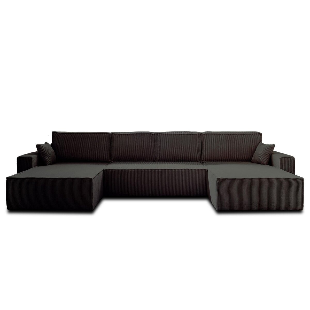 BEST MOBILIER Dellia - canapé panoramique en u - 7 places - convertible - avec coffre - en velours côtelé