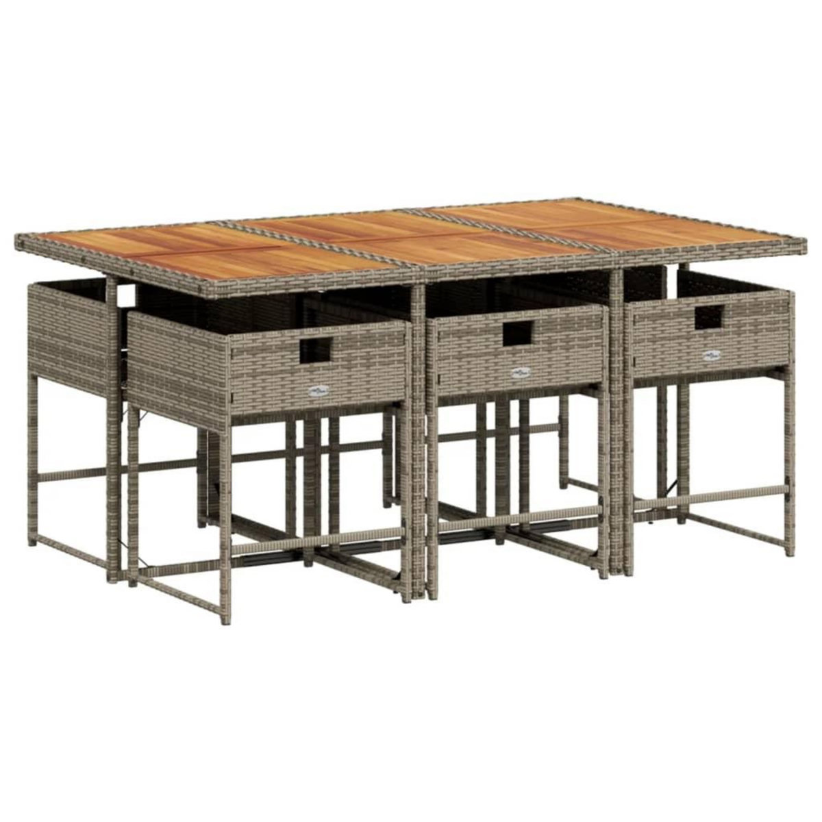 VIDAXL Ensemble a manger de jardin et coussins 7 pcs gris rotin