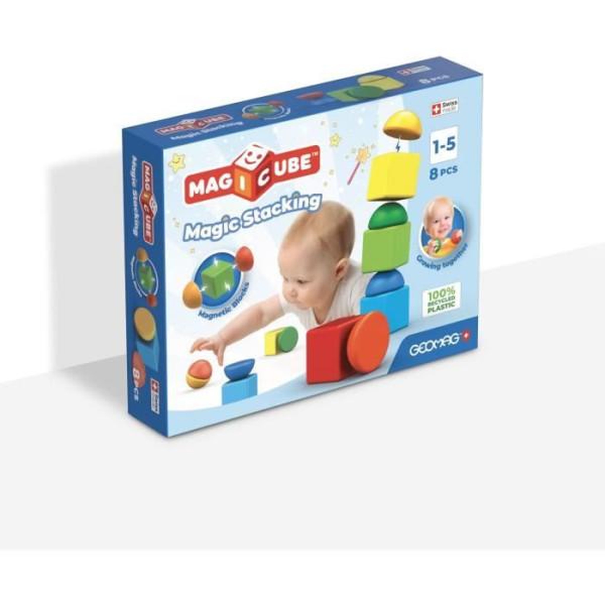 Geomag Blocs magnétiques - GEOMAG - Magicube 061 - 8 pieces - Empilables - Plastique recyclé