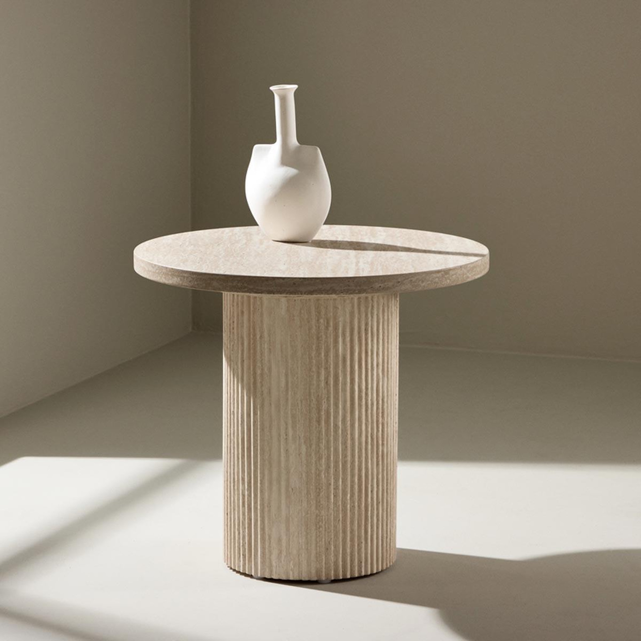 Voir la diapositive 2 : Paris Prix Table d'appoint effet travertin  haron  50cm beige