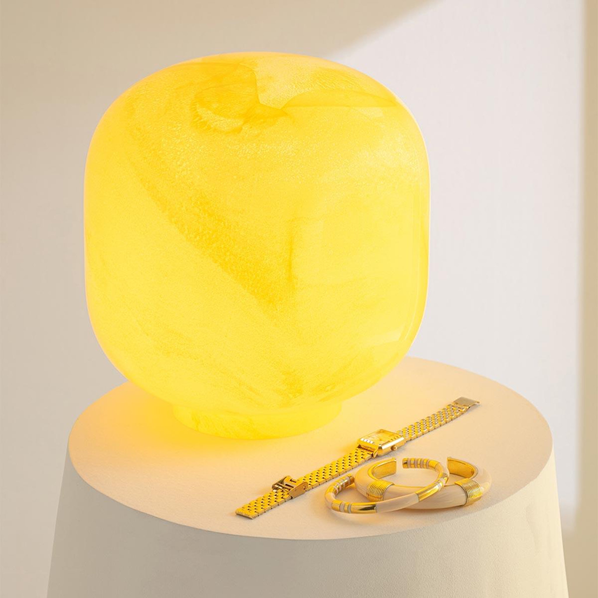 Voir la diapositive 5 : J-LINE Lampe à poser en verre  bola  21cm jaune