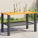 VIDAXL Table de jardin noir 70x38x42 cm resine tressee et bois acacia