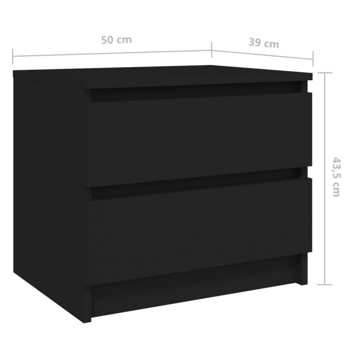 VIDAXL Table de chevet Noir 50x39x43,5 cm Agglomere