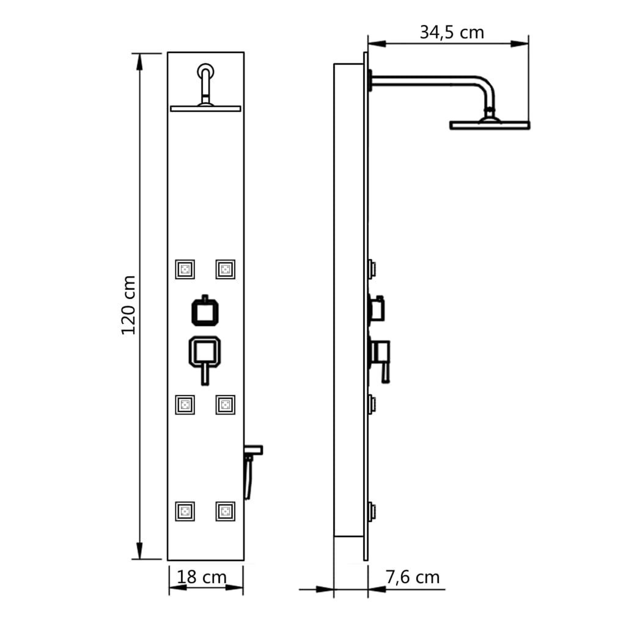 Voir la diapositive 6 : VIDAXL Panneau de douche Verre 18 x 42,1 x 120 cm Noir