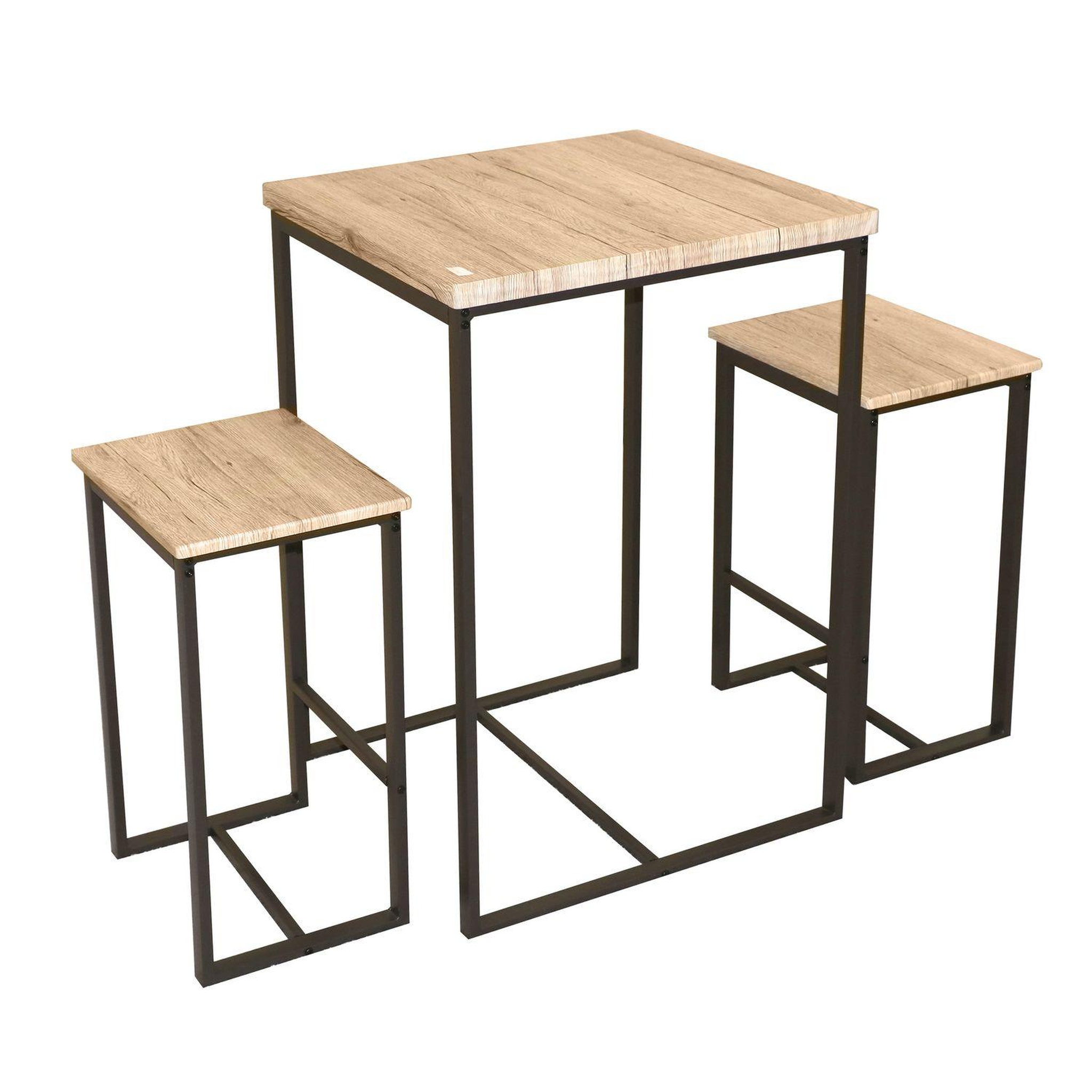 DIVERS Table haute avec 2 tabourets industrielle dock - noir