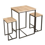 DIVERS Table haute avec 2 tabourets industrielle Dock - Noir