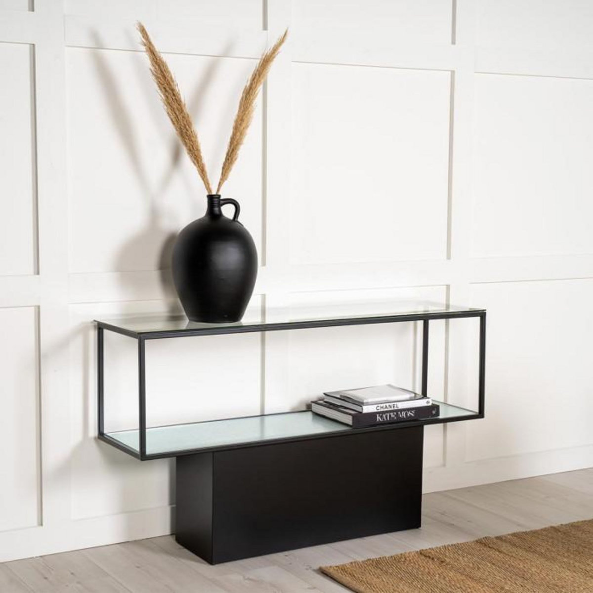 Paris Prix Console Design en Verre  Maglehem  130cm Noir