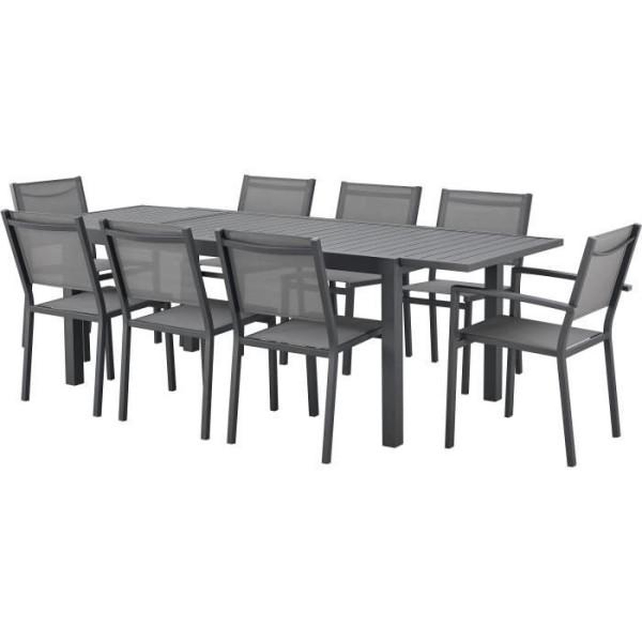 Voir la diapositive 6 : MARKET24 Table de jardin extensible 6 a 8 personnes - Structure et plateau en aluminium - L 180-240 x P 90 x H 75 cm
