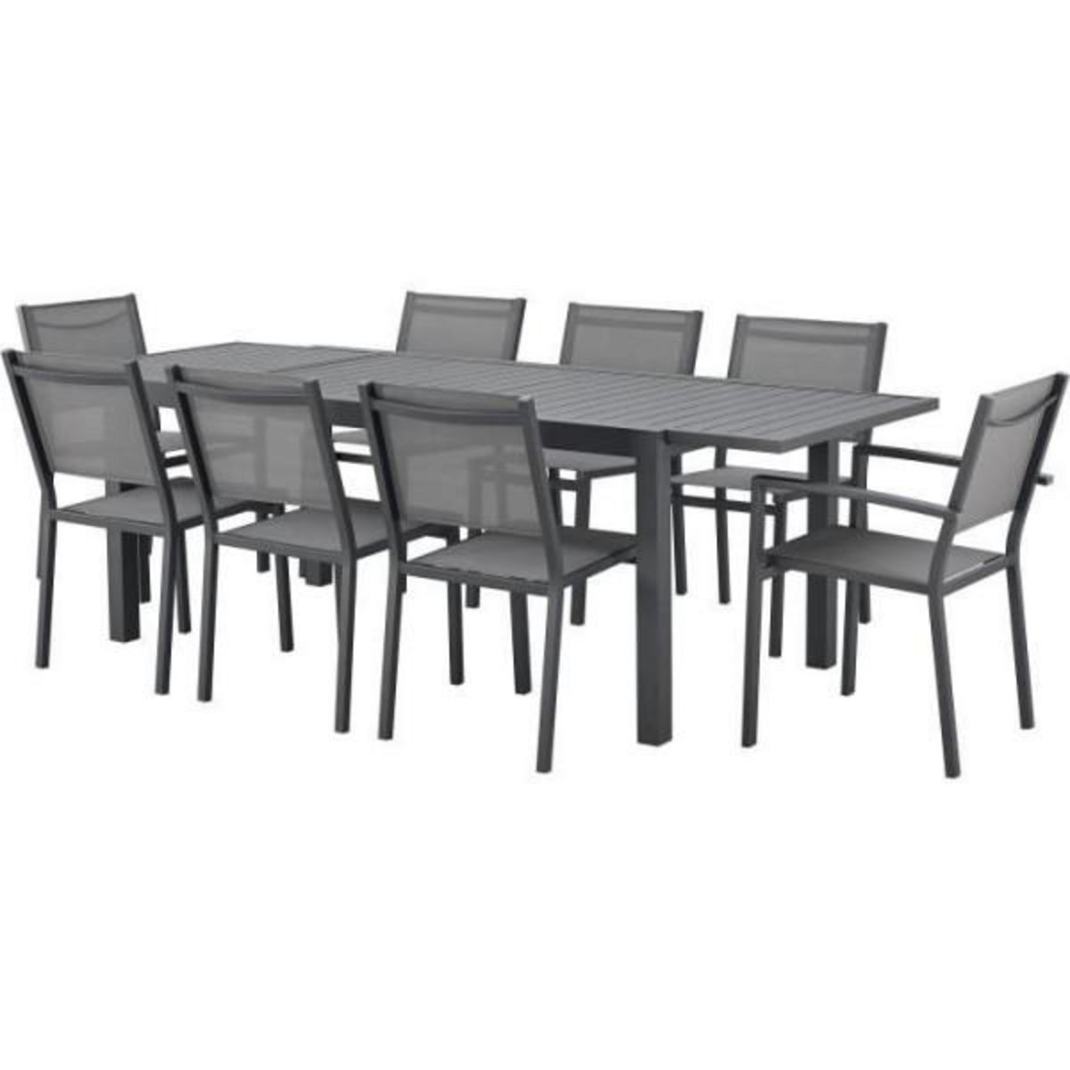 MARKET24 Table de jardin extensible 6 a 8 personnes - Structure et plateau en aluminium - L 180-240 x P 90 x H 75 cm