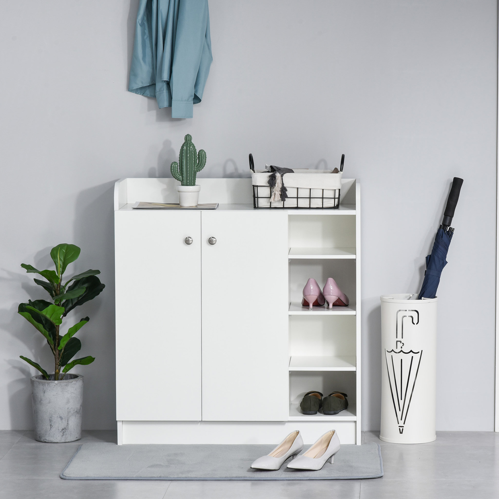 Voir la diapositive 4 : HOMCOM Armoire / etagere / meuble a chaussures très pratique en panneaux de particules blanc