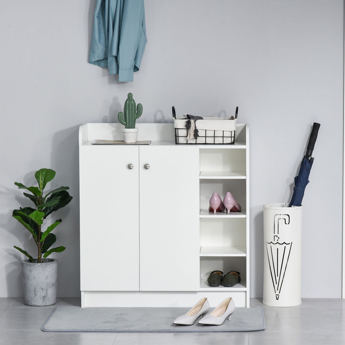 HOMCOM Armoire / etagere / meuble a chaussures très pratique en panneaux de particules blanc