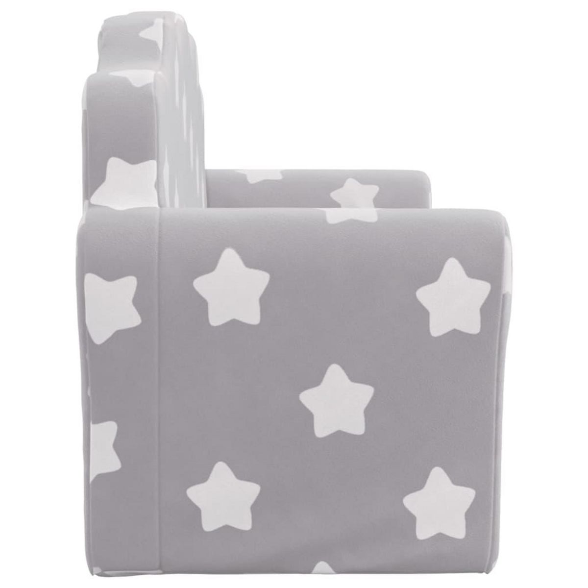 VIDAXL Canape-lit enfant 2 places gris clair etoiles peluche douce