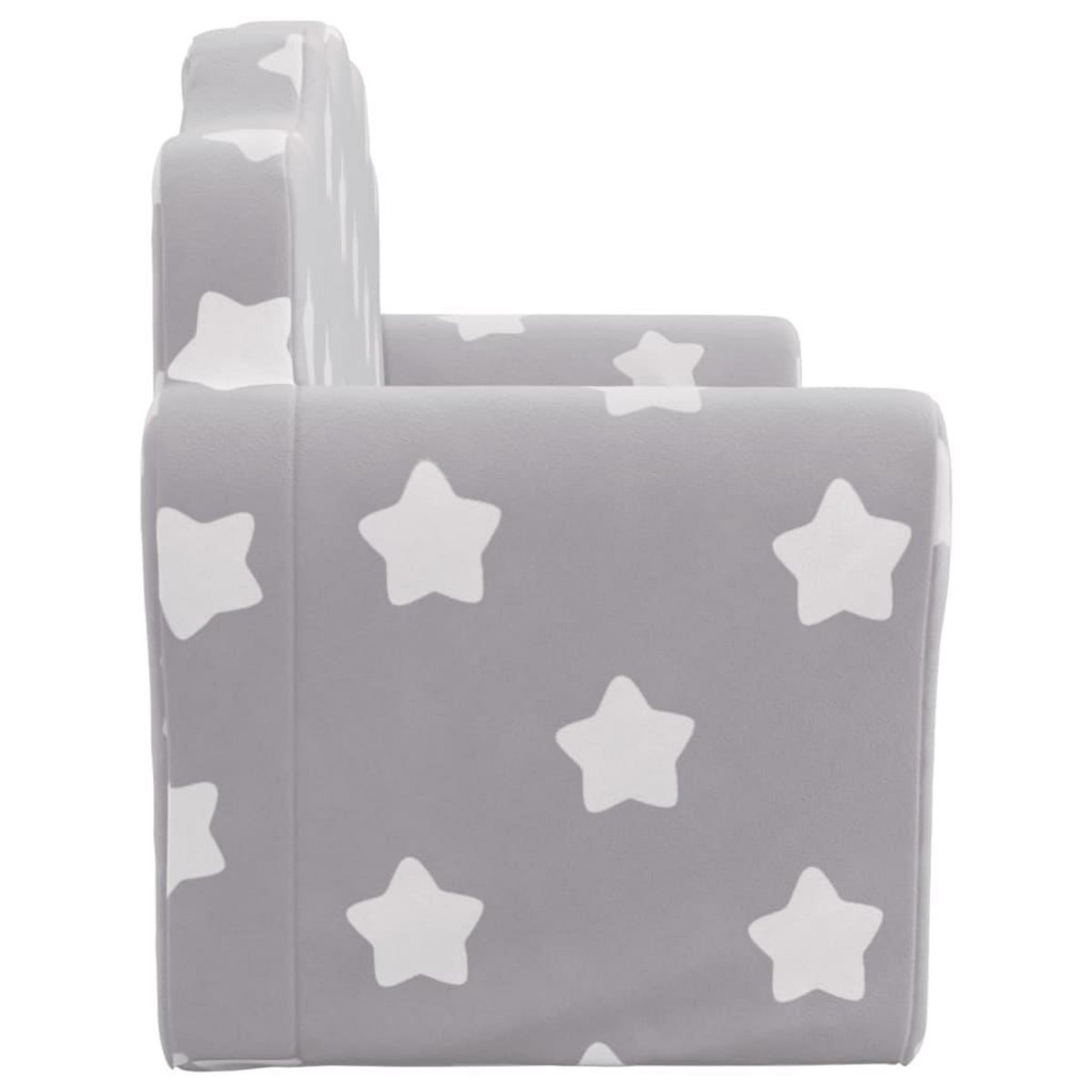 VIDAXL Canape-lit enfant 2 places gris clair etoiles peluche douce
