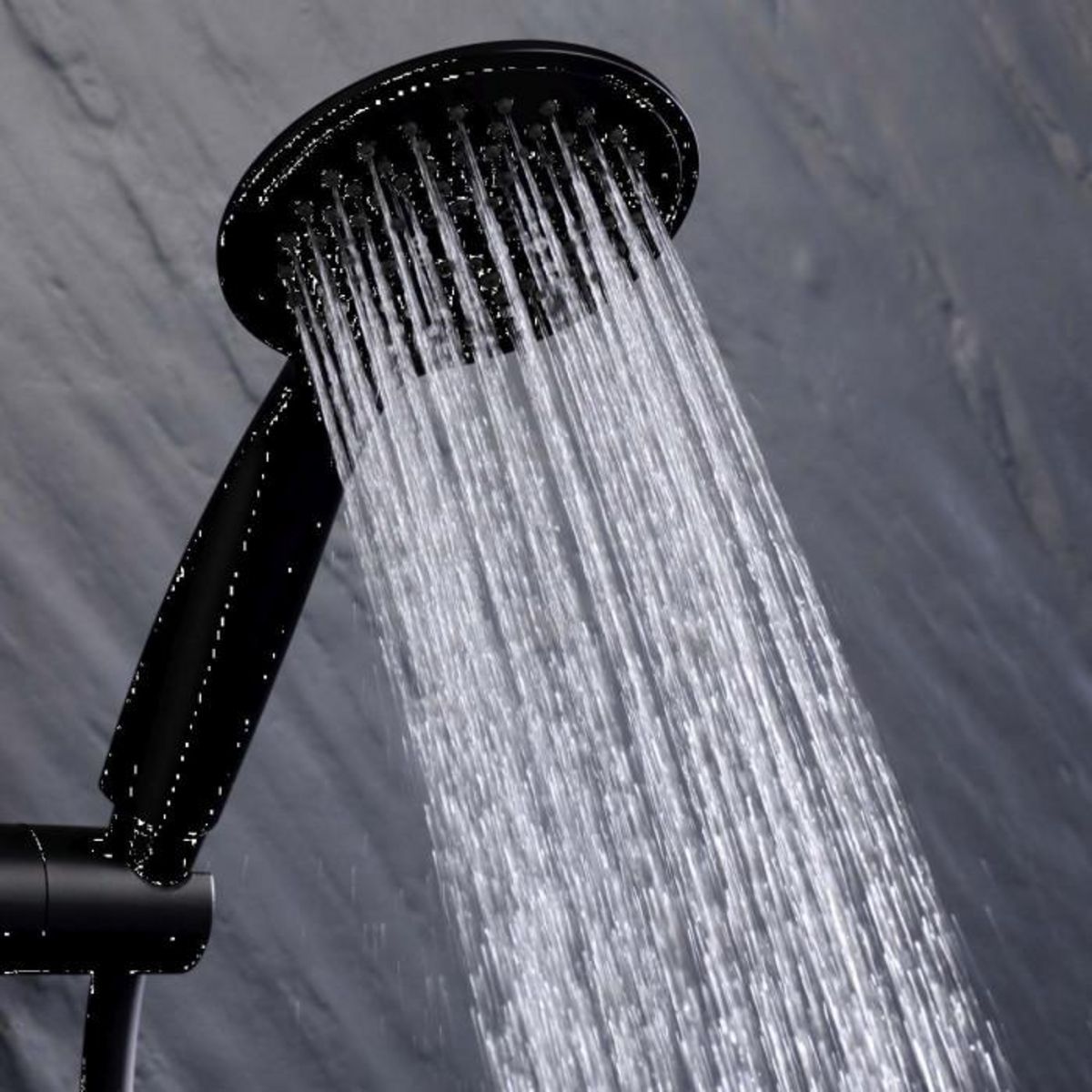 Paris Prix Ensemble Barre de Douche & Pommeau  5 Positions  24cm Noir