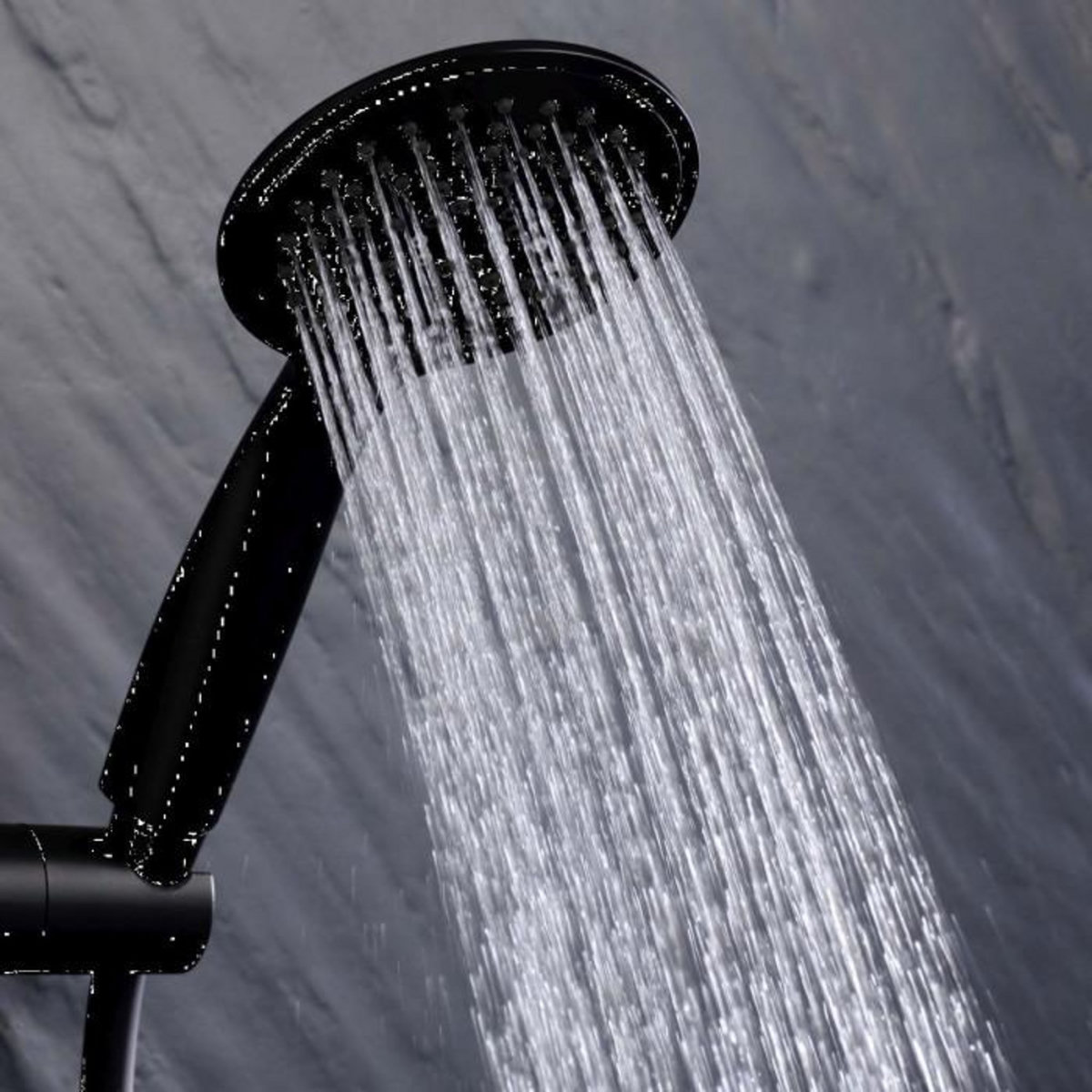 Paris Prix Ensemble Barre de Douche & Pommeau  5 Positions  24cm Noir