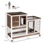 Voir la diapositive 3 : PAWHUT Clapier à lapin sur roulettes cage à lapin 2 étages 2 portes verrouillables 2 plateaux coulissants rampe bois de sapin marron blanc