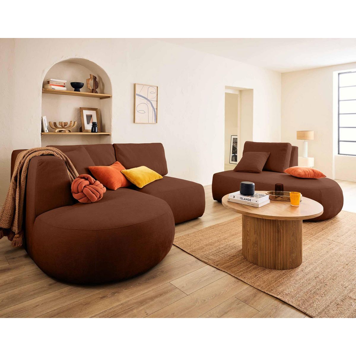 LISA DESIGN Santorini - module d'assise sans accoudoirs - en tissu texturé