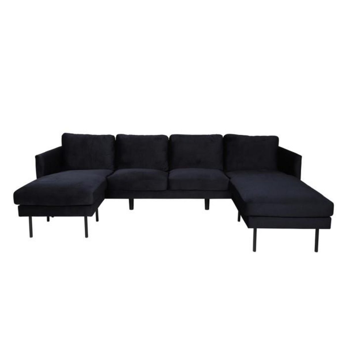 Paris Prix Canapé d'Angle en Velours  Zoom  260cm Noir