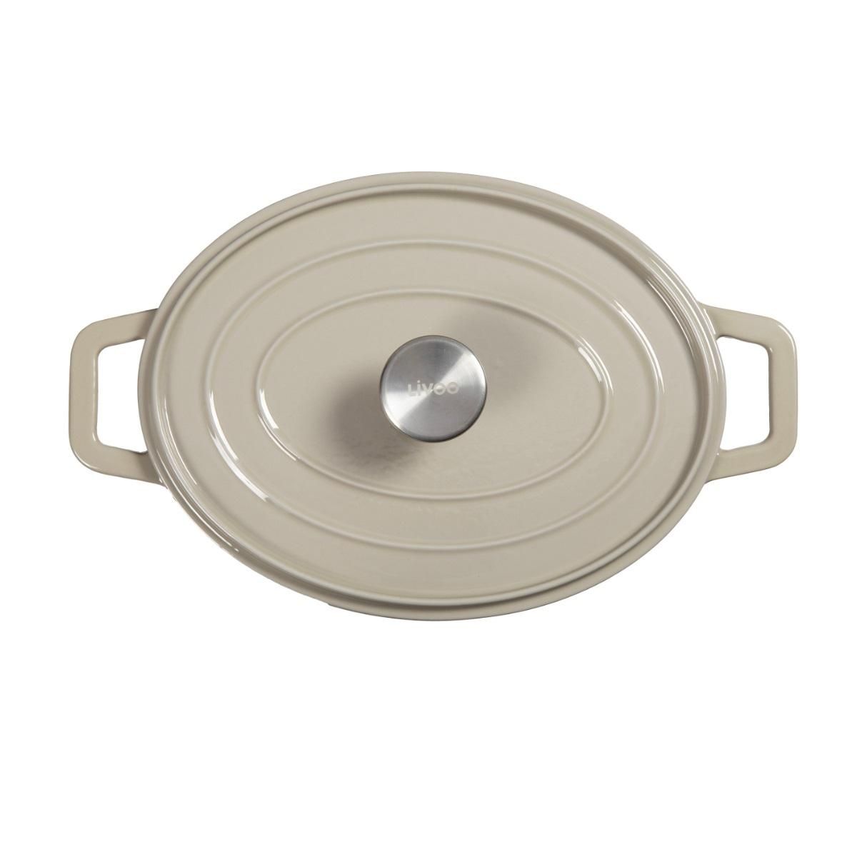 LIVOO Cocotte ovale en fonte 29cm beige - MEP129G