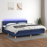VIDAXL Sommier a lattes de lit et matelas et LED Bleu 200x200 cm Tissu