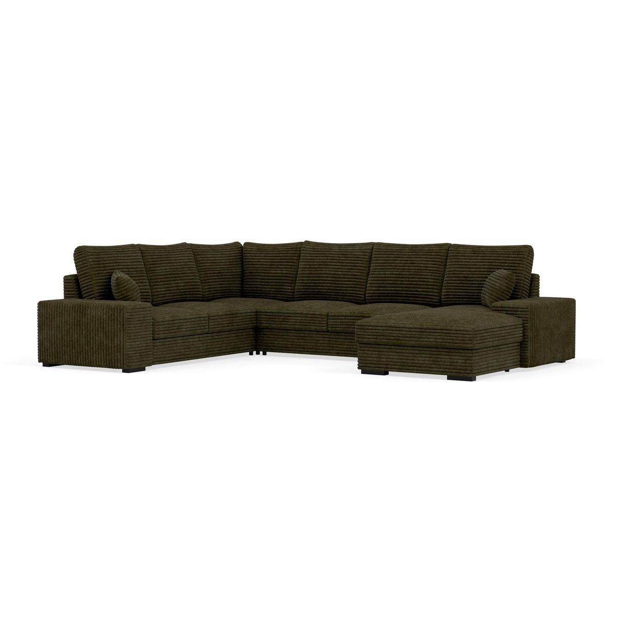 BEST MOBILIER Lorie - canapé panoramique d'angle gauche 7 places convertible en velours côtelé grosse côte avec coffre