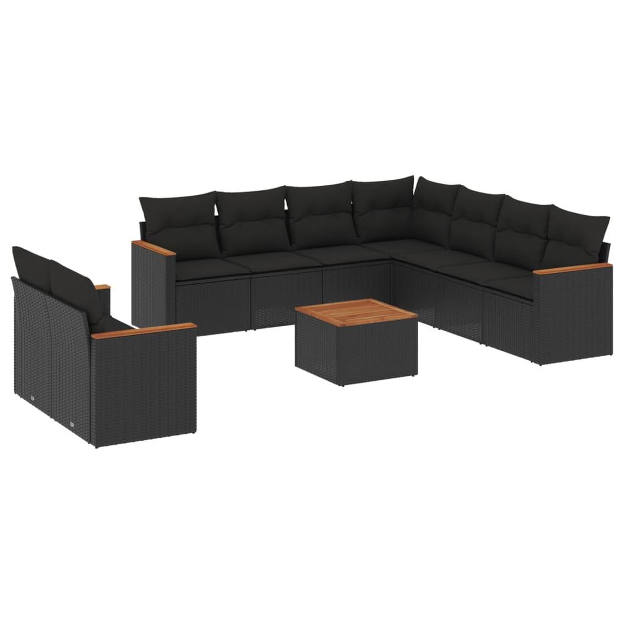Voir la diapositive 2 : VIDAXL Salon de jardin 10 pcs avec coussins noir resine tressee
