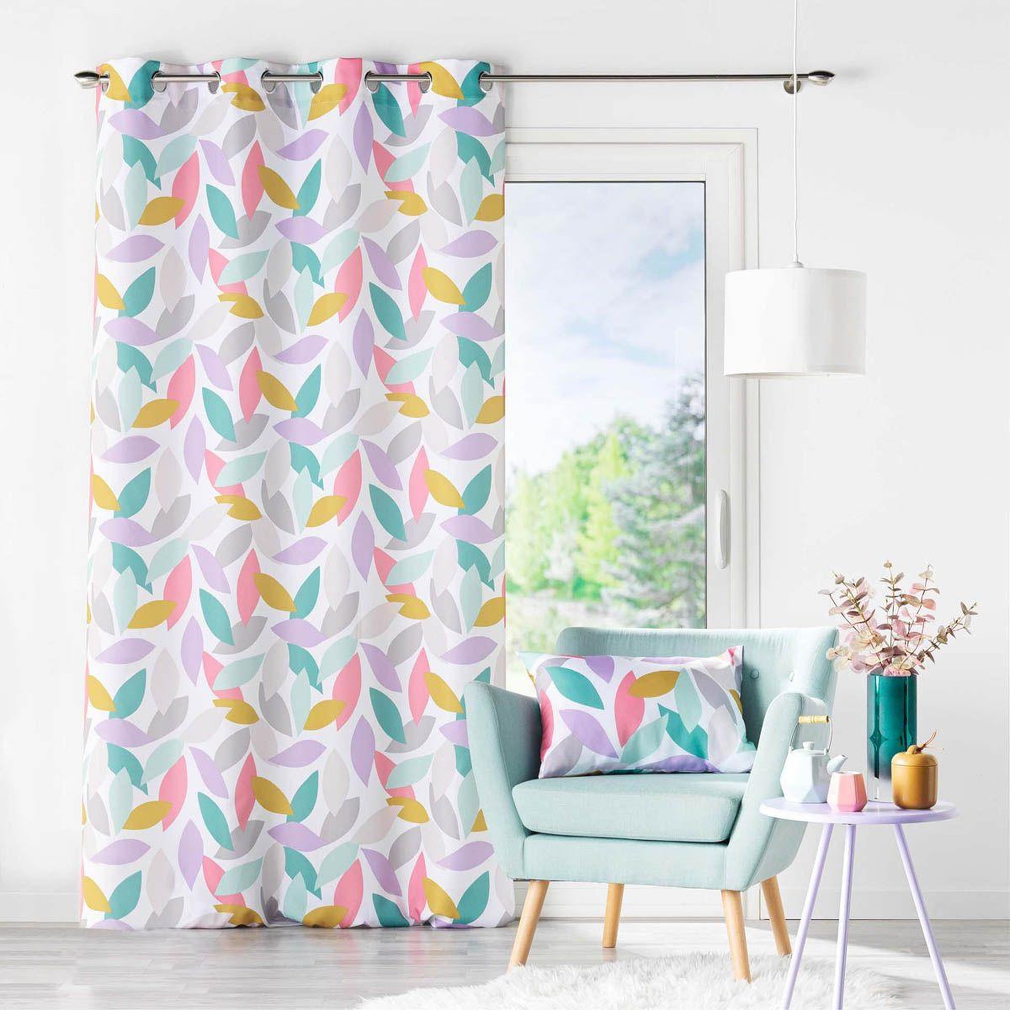 Voir la diapositive 2 : Douceur d'Intérieur Rideau à œillets imprimé  fantasia  140x260cm multicolore