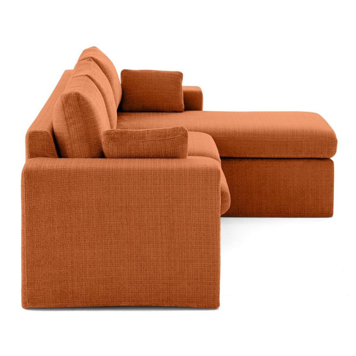 LISA DESIGN Calgary - canapé d'angle déhoussable et modulable 3 places + 1 pouf en velours texturé