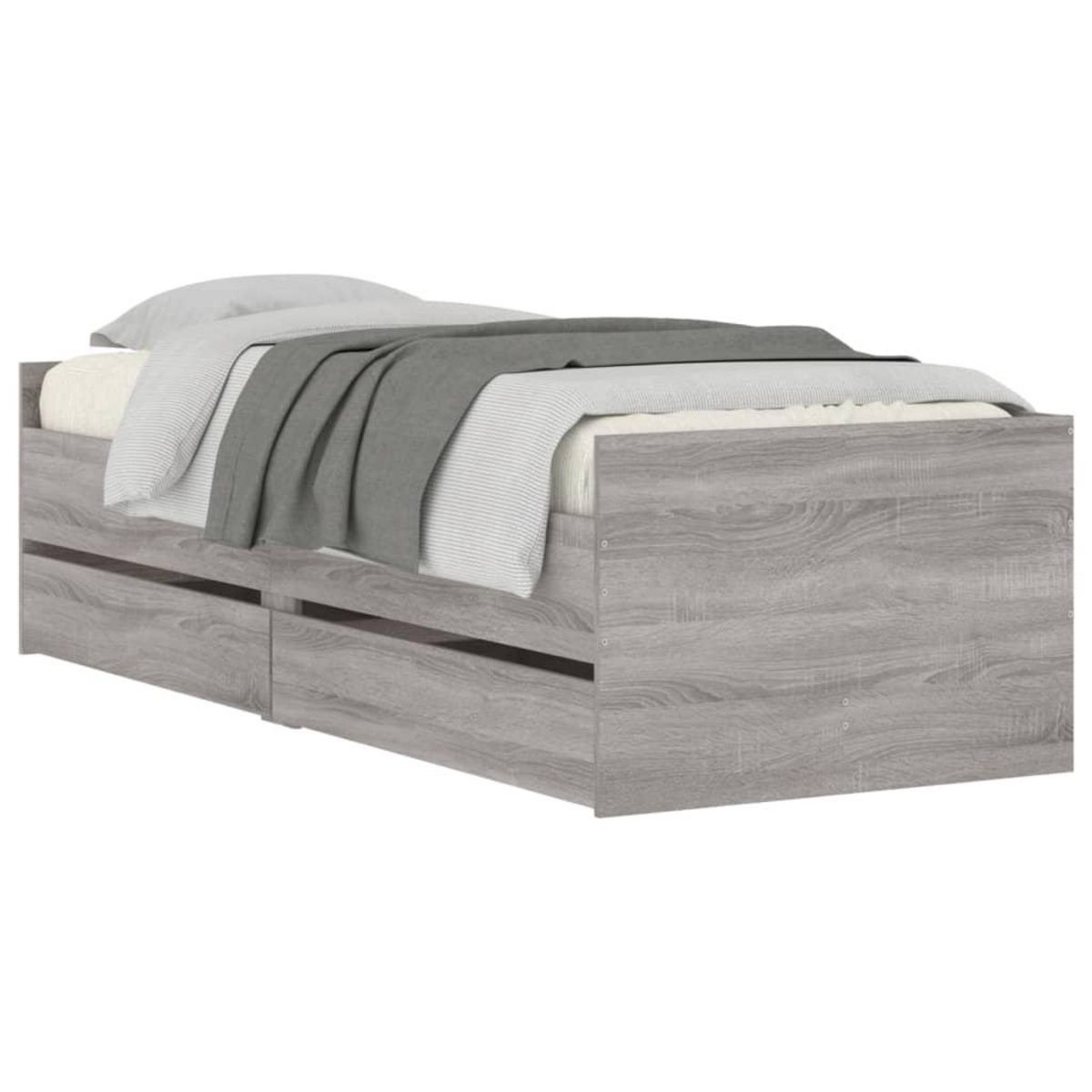 VIDAXL Cadre de lit avec tiroirs sans matelas sonoma gris 90x190 cm