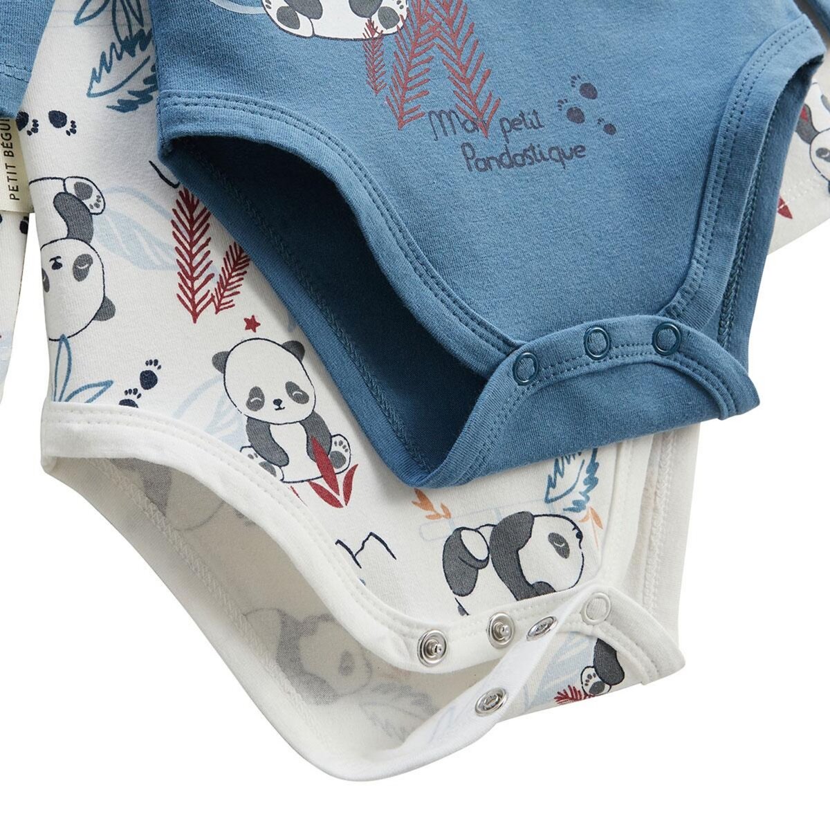 Petit Béguin Lot de 2 bodies bébé manches longues Tao