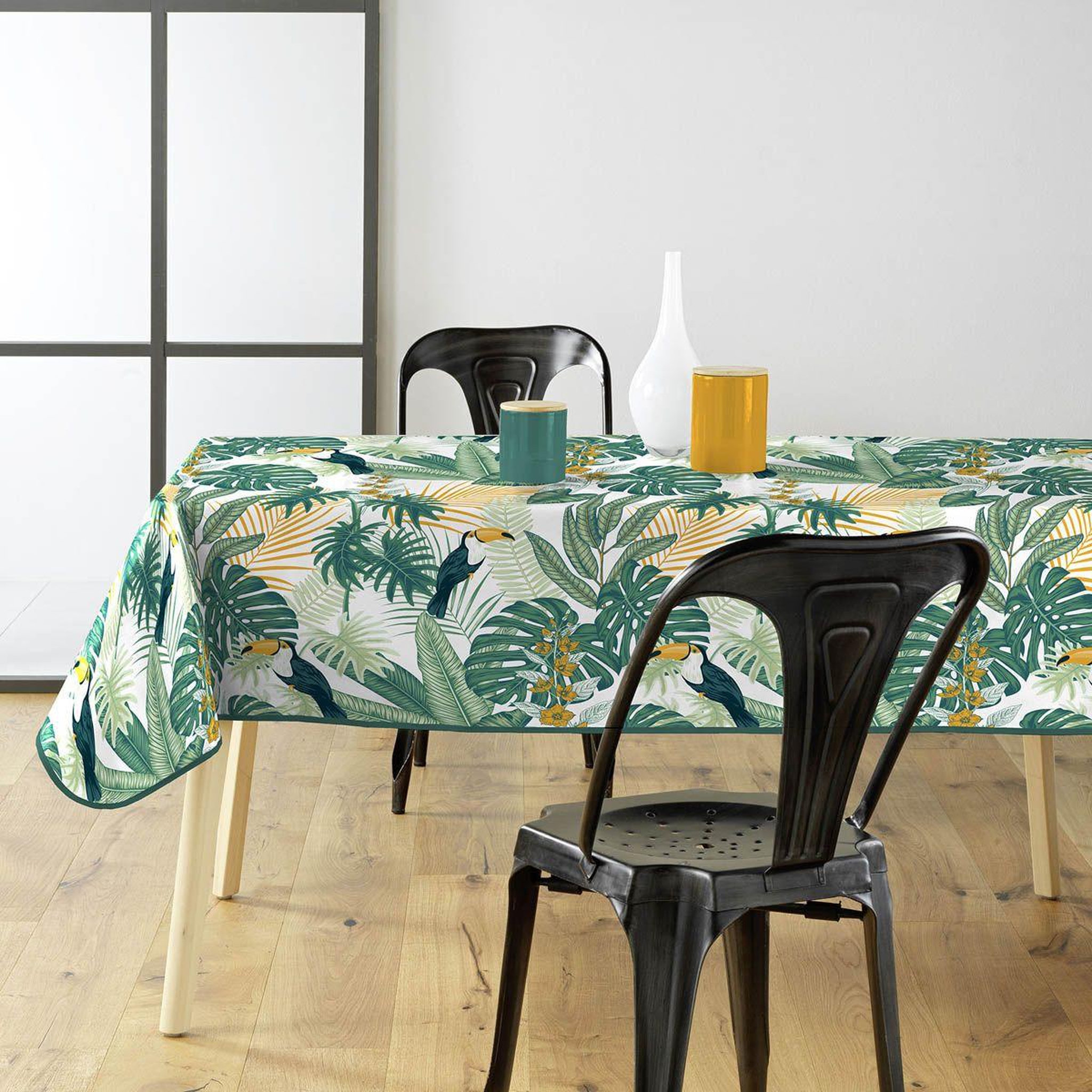 Voir la diapositive 2 : Douceur d'Intérieur Nappe Imprimé  Guyana  140x240cm Vert