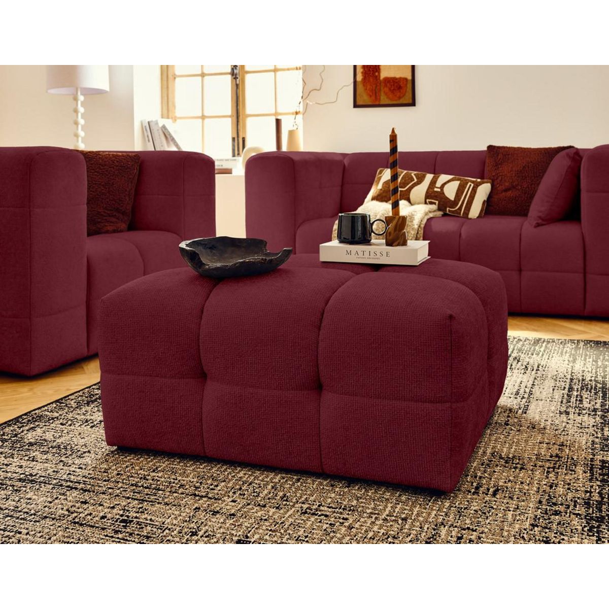 LISA DESIGN Suzano - pouf en tissu texturé