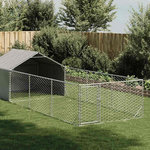 VIDAXL Niche d'exterieur pour chien enclos 6x2x1,5 m acier galvanise