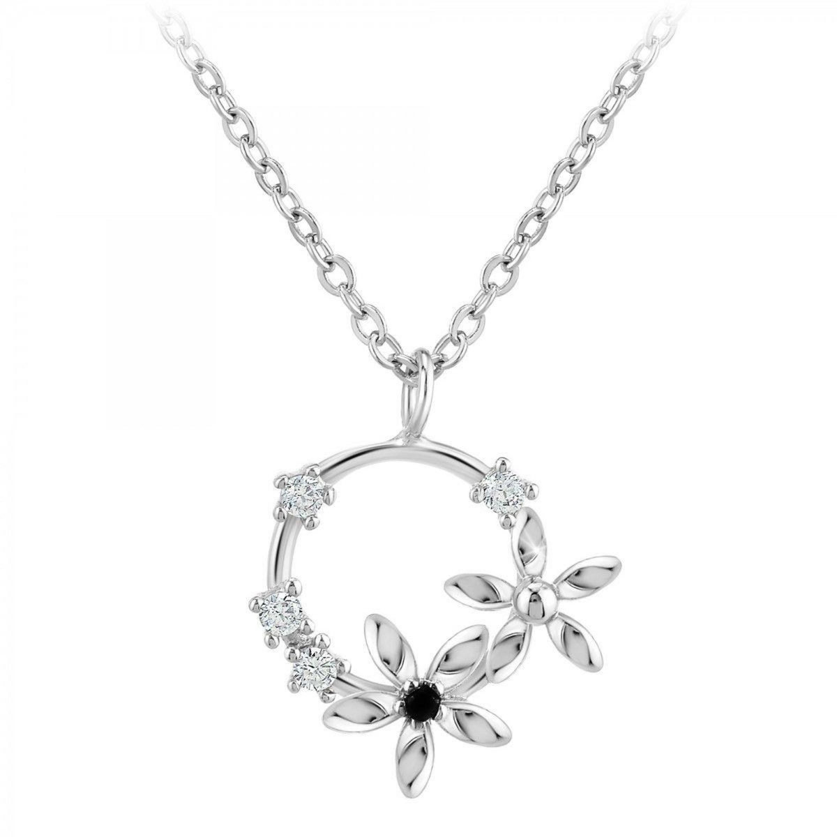 SC CRYSTAL Collier Fleurs par SC Crystal orné d'un véritable diamant noir